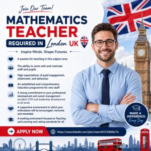 Mathematics Teacher Required in London