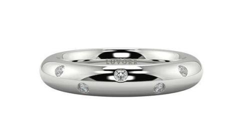 Wedding Band Diamond Set Rounded Court Shape Gents and Ladies