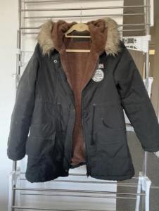 Black short parka coat