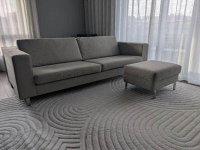 BoConcept 3 seater sofa and footstool, light taupe