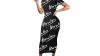 VERYCO Women's Print Long Dress Ladies Short Sleeve Stretch Bodycon Dresses