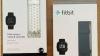 Genuine Fitbit Accessory White Sports Band + Leather Band in Midnight Blue