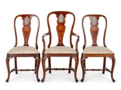 Set Queen Anne Desk Chairs Mahogany