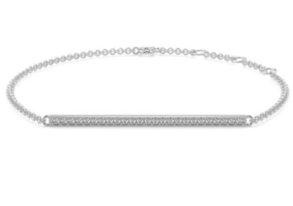 0.25 CT Lab Grown Dimaond Bar Pave Bracelet Pave Set In 9K White Gold