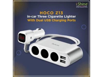 Buy Bulk HOCO Z13 in-Car Three Cigarette Lighter With Dual USB Charging Ports in Ireland