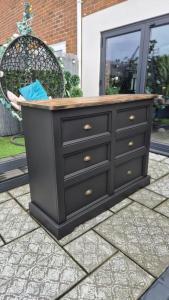 impressive chest of black industrial-style solid wood drawers